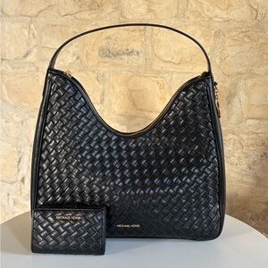 Michael Kors Black Woven Shoulder Bag